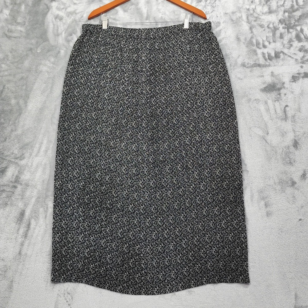Vintage Metropolitan Skirt Womens L Black Floral Pleated Pull On Midi Preppy